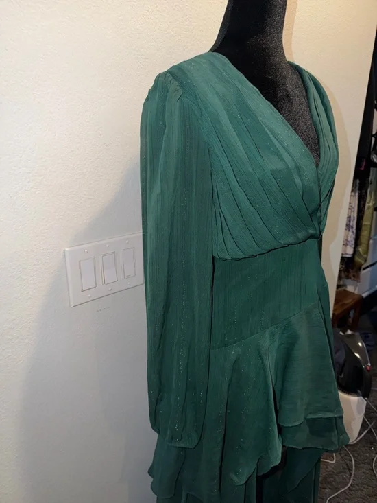 Showpo Green High-Low Wrap V-Neck Dress - Picture 6 of 8